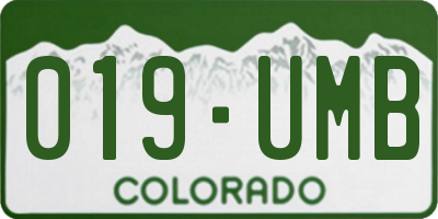 CO license plate 019UMB