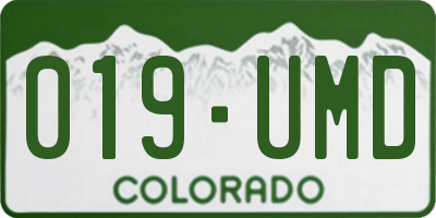 CO license plate 019UMD