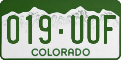CO license plate 019UOF