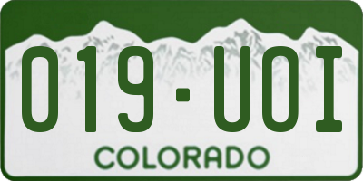 CO license plate 019UOI