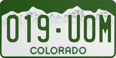 CO license plate 019UOM