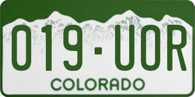 CO license plate 019UOR