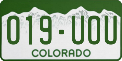 CO license plate 019UOU