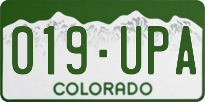 CO license plate 019UPA