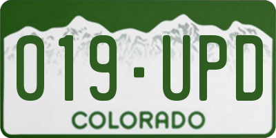 CO license plate 019UPD