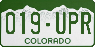 CO license plate 019UPR