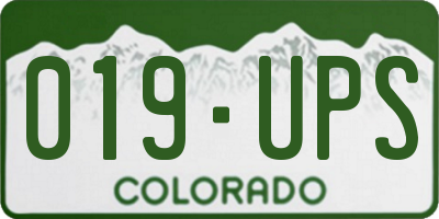 CO license plate 019UPS