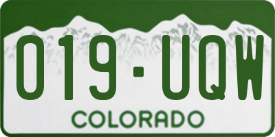 CO license plate 019UQW