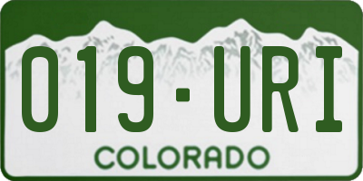 CO license plate 019URI
