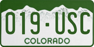 CO license plate 019USC