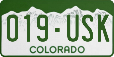 CO license plate 019USK