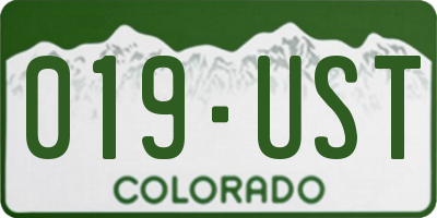 CO license plate 019UST