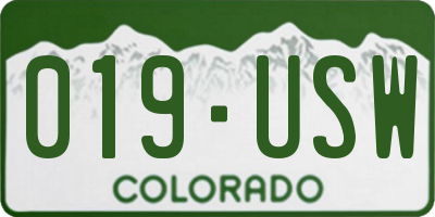CO license plate 019USW