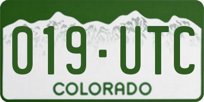 CO license plate 019UTC