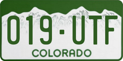 CO license plate 019UTF