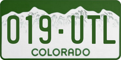 CO license plate 019UTL