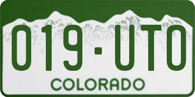 CO license plate 019UTO