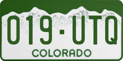CO license plate 019UTQ