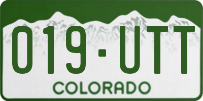 CO license plate 019UTT