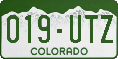 CO license plate 019UTZ