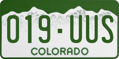 CO license plate 019UUS