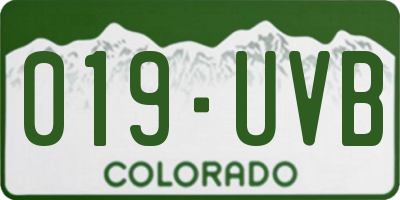 CO license plate 019UVB