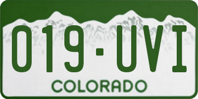 CO license plate 019UVI