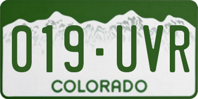 CO license plate 019UVR