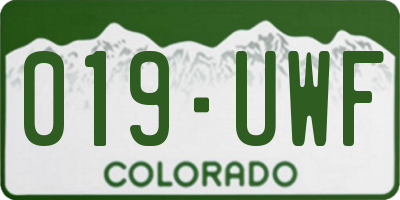 CO license plate 019UWF