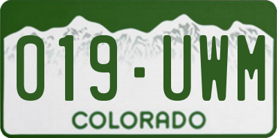 CO license plate 019UWM
