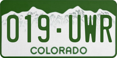 CO license plate 019UWR