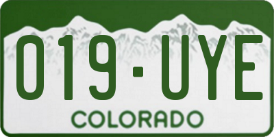 CO license plate 019UYE