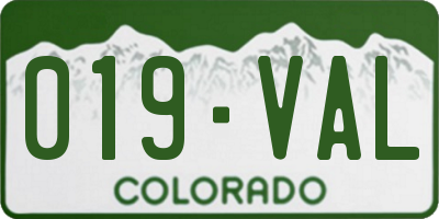 CO license plate 019VAL