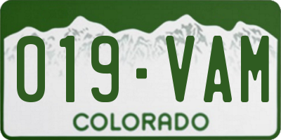 CO license plate 019VAM