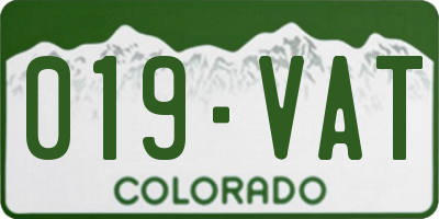 CO license plate 019VAT