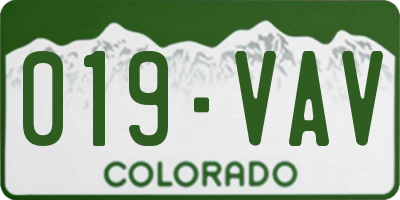 CO license plate 019VAV
