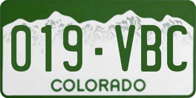 CO license plate 019VBC
