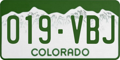 CO license plate 019VBJ