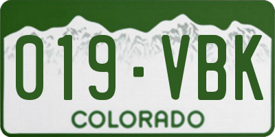 CO license plate 019VBK