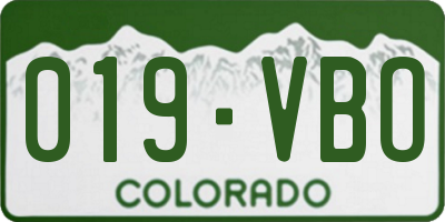 CO license plate 019VBO