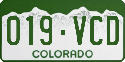 CO license plate 019VCD