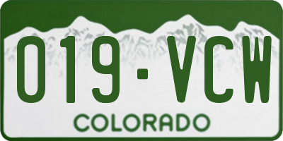 CO license plate 019VCW