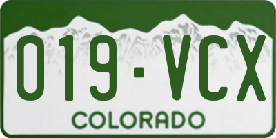 CO license plate 019VCX