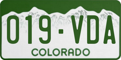CO license plate 019VDA