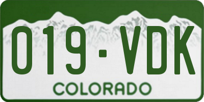 CO license plate 019VDK