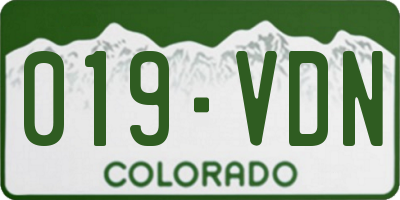CO license plate 019VDN