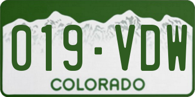 CO license plate 019VDW