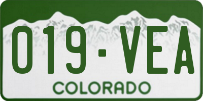 CO license plate 019VEA