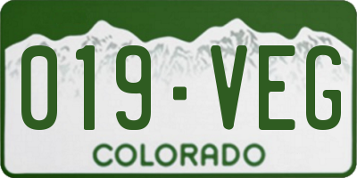 CO license plate 019VEG
