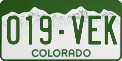 CO license plate 019VEK